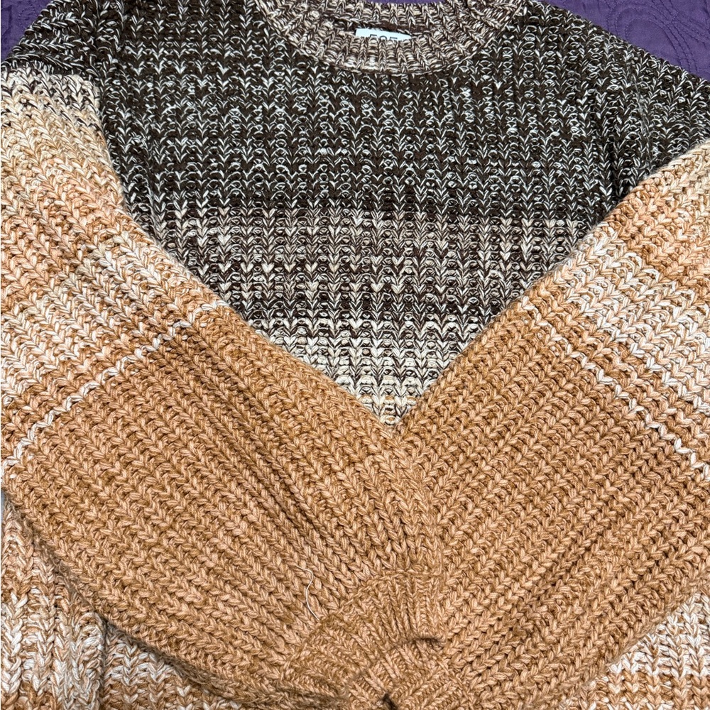 525 America Brown and Cream Knit Sweater